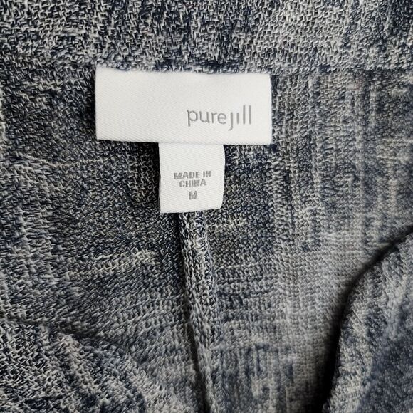 Women's J. Jill Pure Jill Medium 3/4 Sleeve Tunic Shirt Top Bluish Lagenlook EUC - Picture 4 of 8